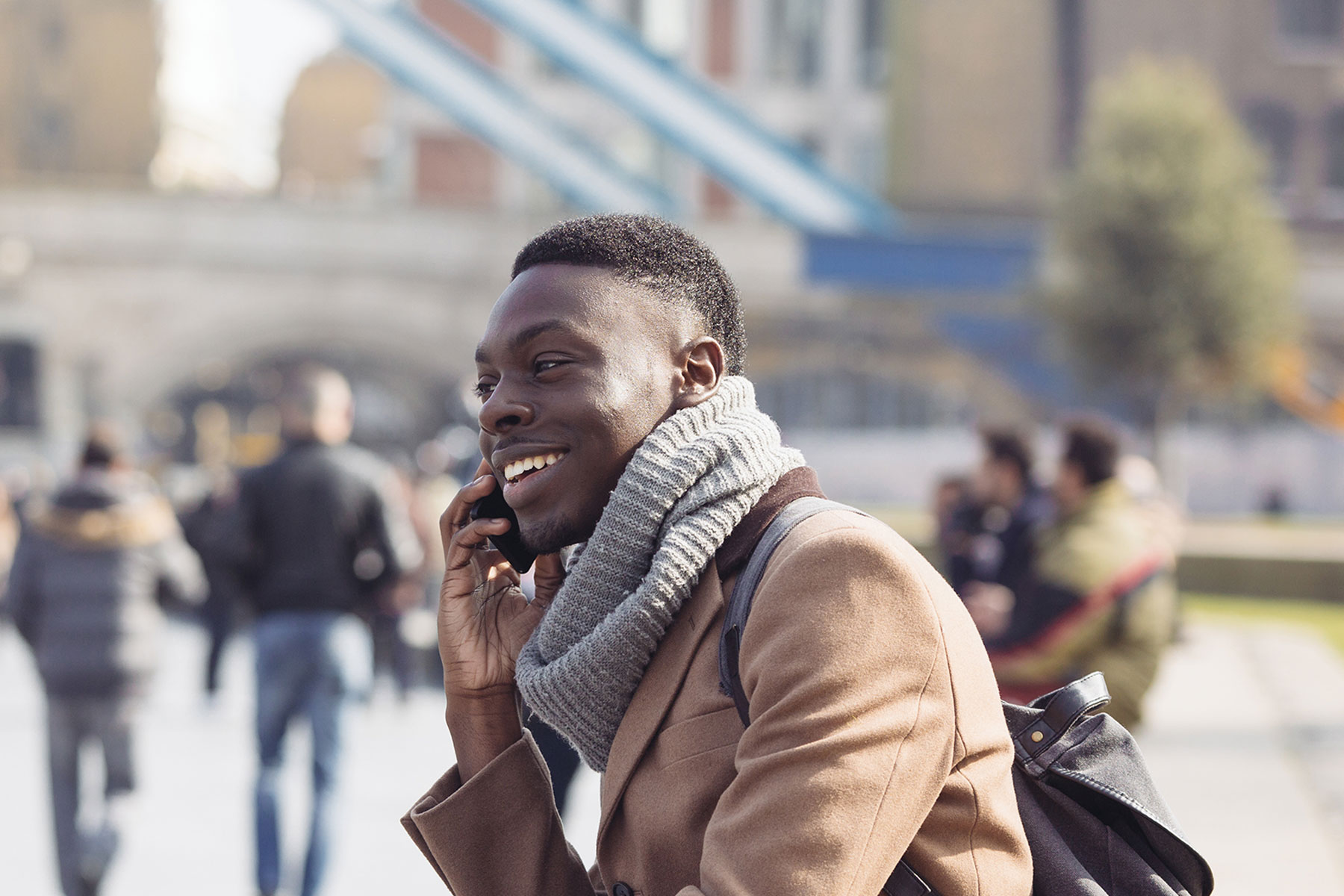 Man sat receiving phone counselling